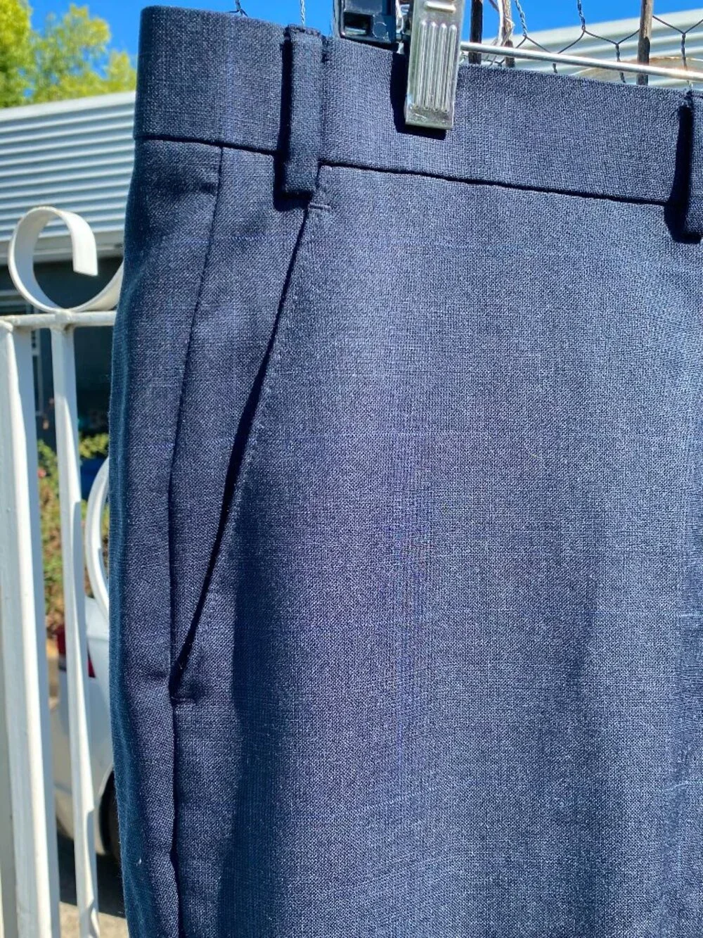 Lauren Ralph Lauren (2) Two Piece Men's Suit Navy Blue Plaid  100% Wool 48R
